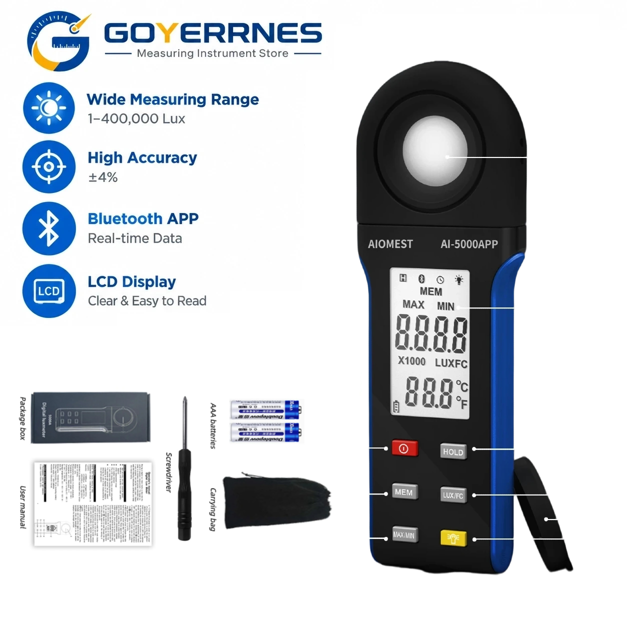 Photography Lighting Meter - Medidor de luz digital, rango de